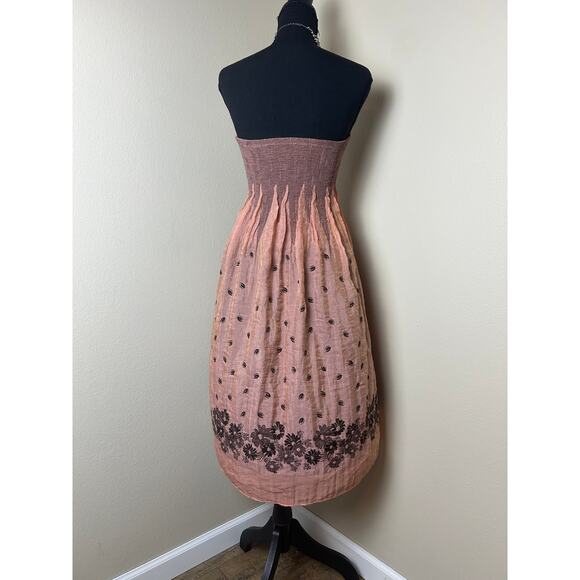 vintage anthropologie lapis pink and brown layering maxi skirt/ tube top dress - Picture 2 of 3